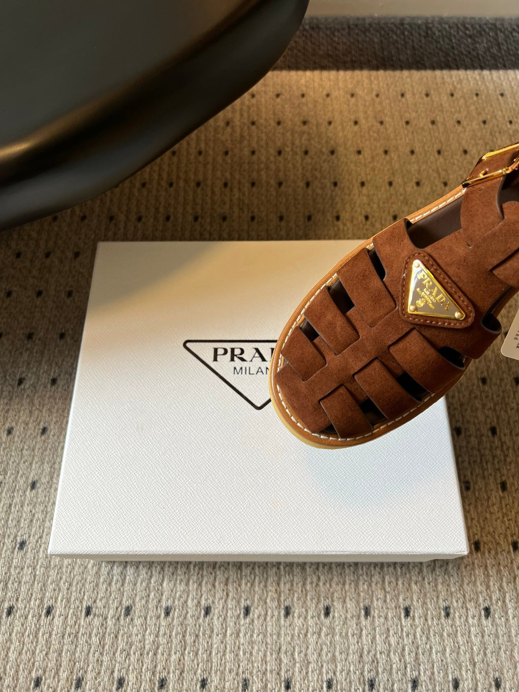 PRADA 26S FISHERMAN SANDALS 55MM IN BROWN SUEDE