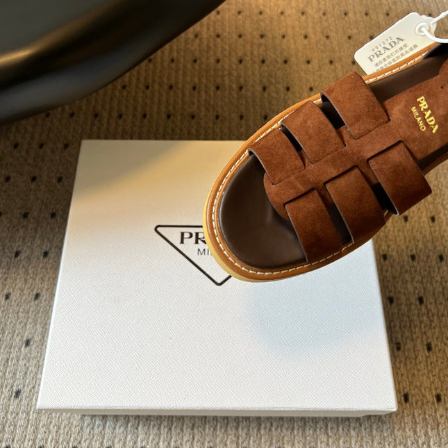 PRADA 26S SANDALS 55MM IN BROWN SUEDE