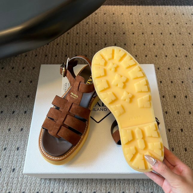 PRADA 26S SANDALS 55MM IN BROWN SUEDE