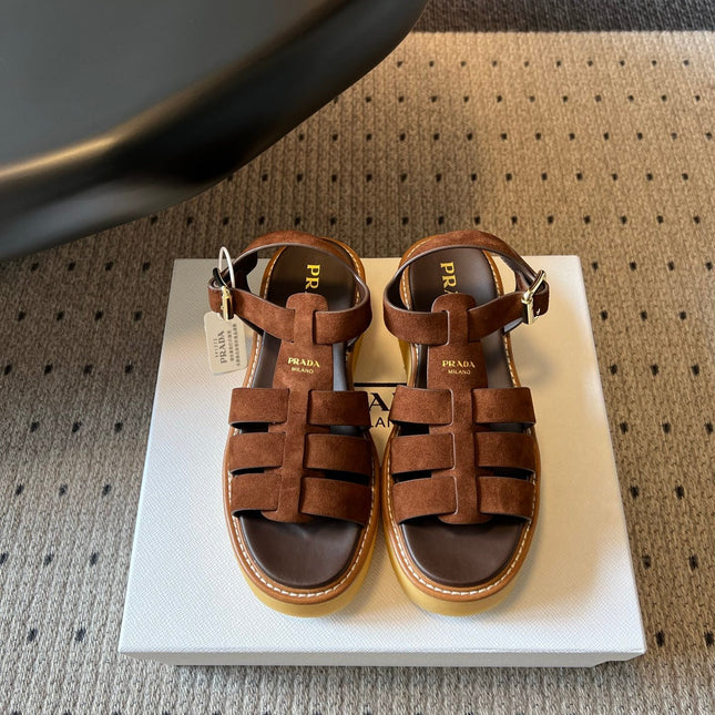 PRADA 26S SANDALS 55MM IN BROWN SUEDE