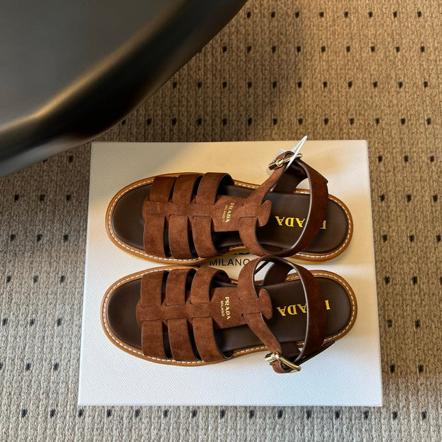 PRADA 26S SANDALS 55MM IN BROWN SUEDE
