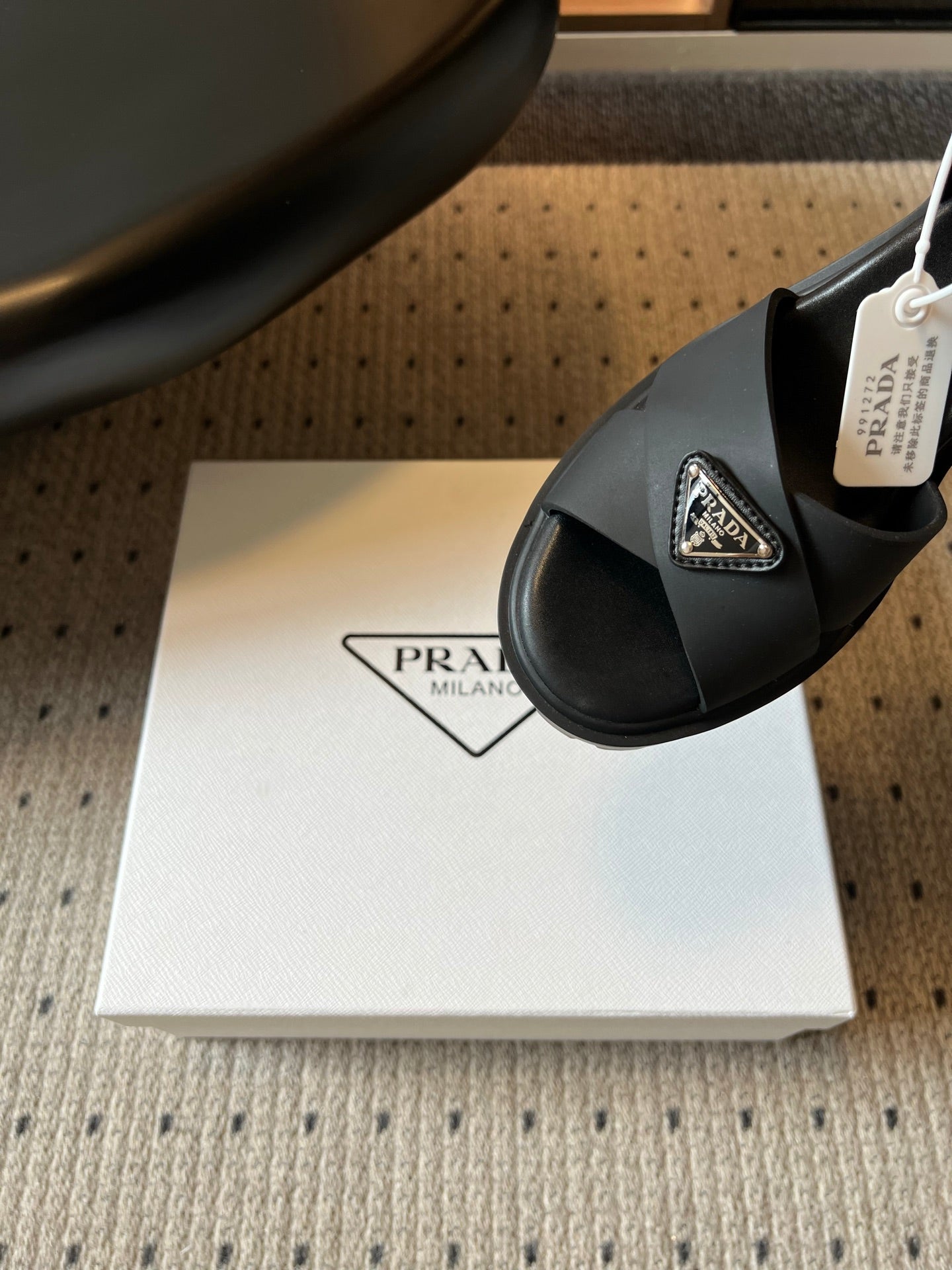 PRADA 26S BLOCK HEEL SANDALS 85MM IN BLACK EVA FOAM