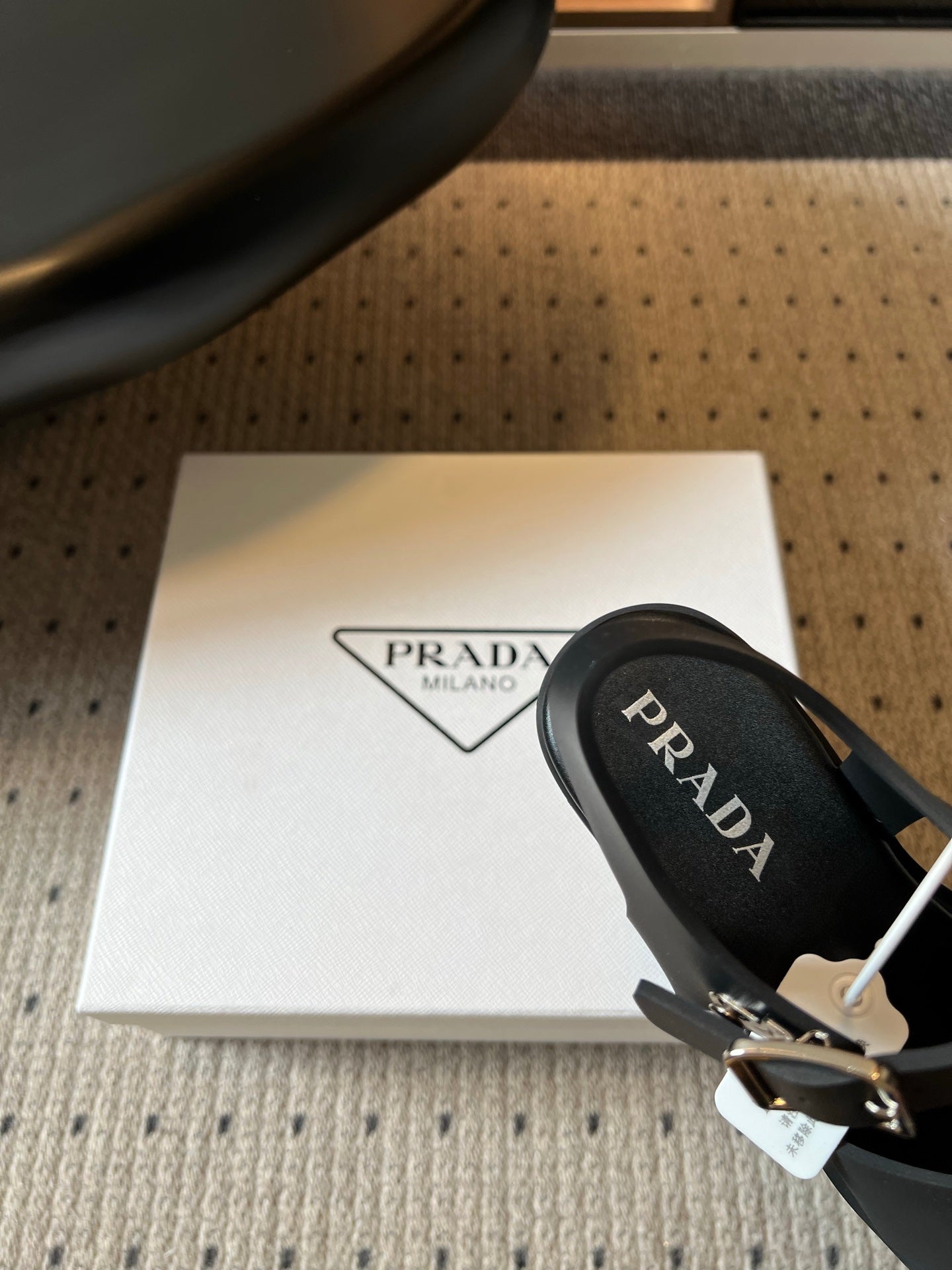 PRADA 26S BLOCK HEEL SANDALS 85MM IN BLACK EVA FOAM