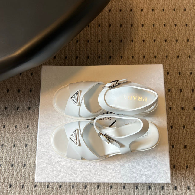 PRADA 26S BLOCK HEEL SANDALS 85MM IN WHITE EVA FOAM