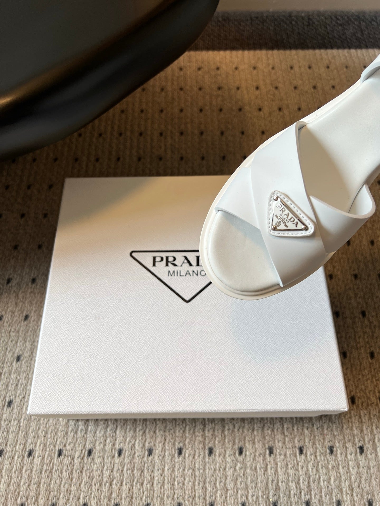 PRADA 26S BLOCK HEEL SANDALS 85MM IN WHITE EVA FOAM