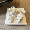 PRADA 26S BLOCK HEEL SANDALS 85MM IN WHITE RAFFIA AND CALFSKIN