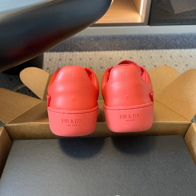 PRADA 26S LACE UP SNEAKERS 40MM IN RED CALFSKIN