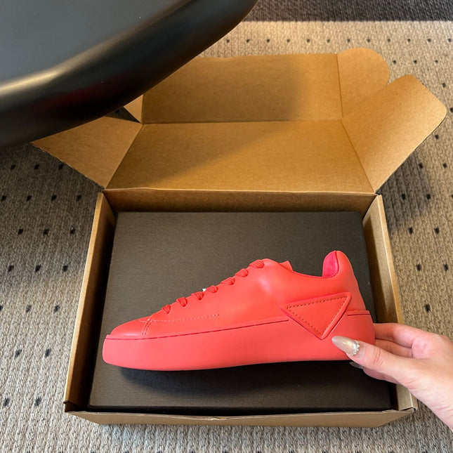 PRADA 26S LACE UP SNEAKERS 40MM IN RED CALFSKIN