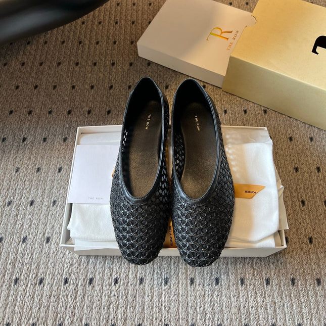 THE ROW 26S BALLET FLATS IN BLACK MESH