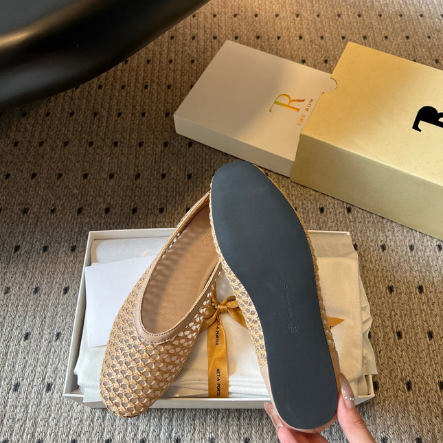 THE ROW 26S BALLET FLATS IN NUDE BEIGE MESH