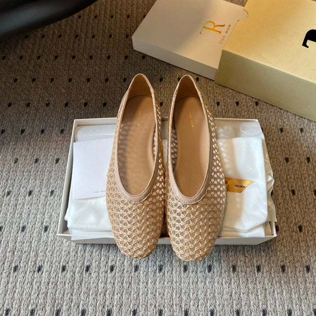 THE ROW 26S BALLET FLATS IN NUDE BEIGE MESH