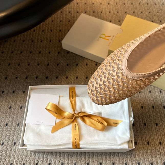 THE ROW 26S BALLET FLATS IN NUDE BEIGE MESH