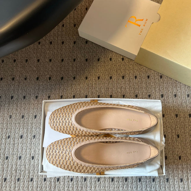THE ROW 26S BALLET FLATS IN NUDE BEIGE MESH