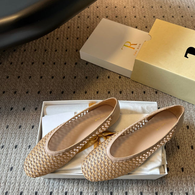 THE ROW 26S BALLET FLATS IN NUDE BEIGE MESH