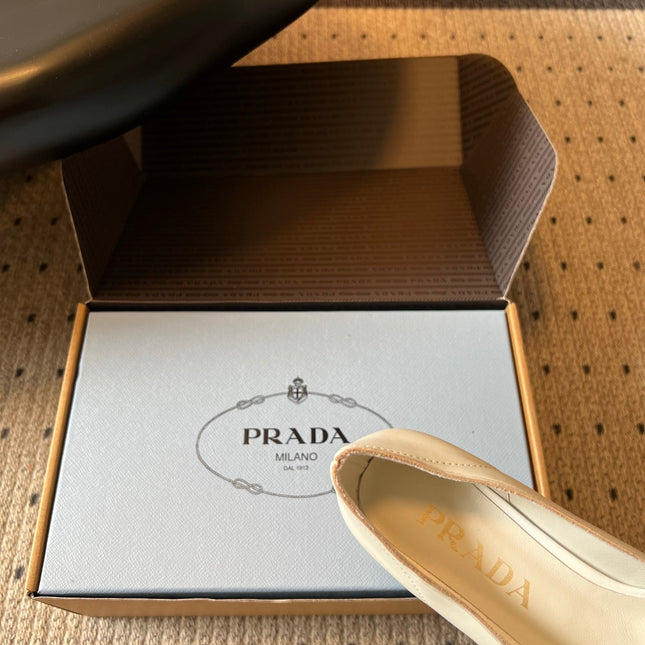 PRADA 26S POINTED TOE BOW FRINGE PUMPS 50MM IN IVORY WHITE CALFSKIN