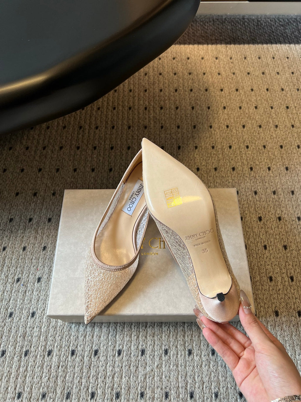 JIMMY CHOO 26S HIGH HEELS 60 MM IN NUDE MESH