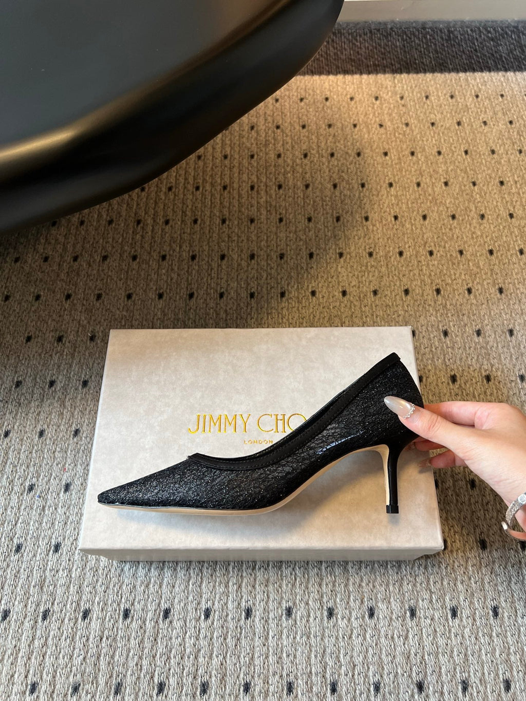 JIMMY CHOO 26S HIGH HEELS 60 MM IN BLACK MESH