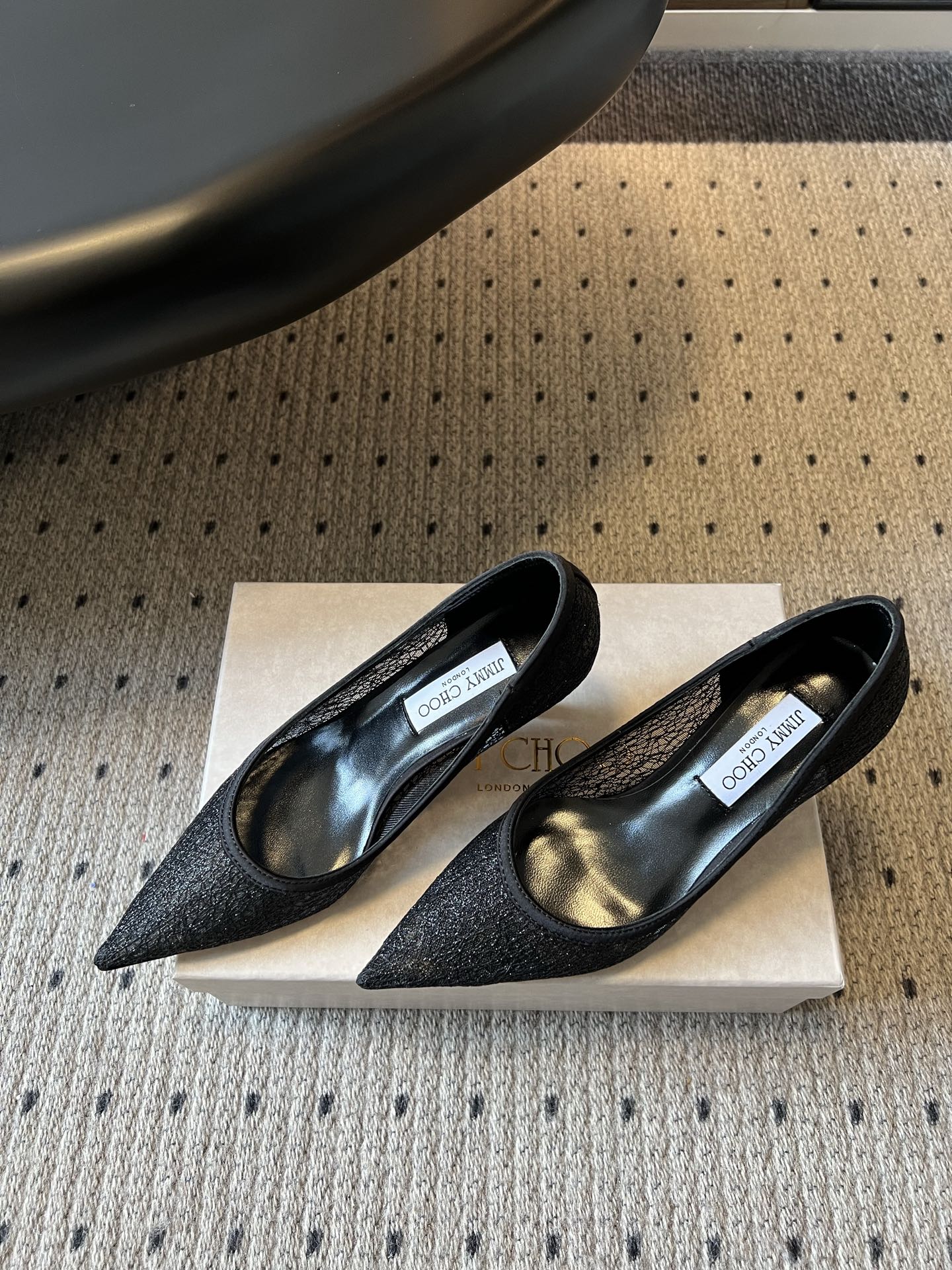 JIMMY CHOO 26S HIGH HEELS 60 MM IN BLACK MESH