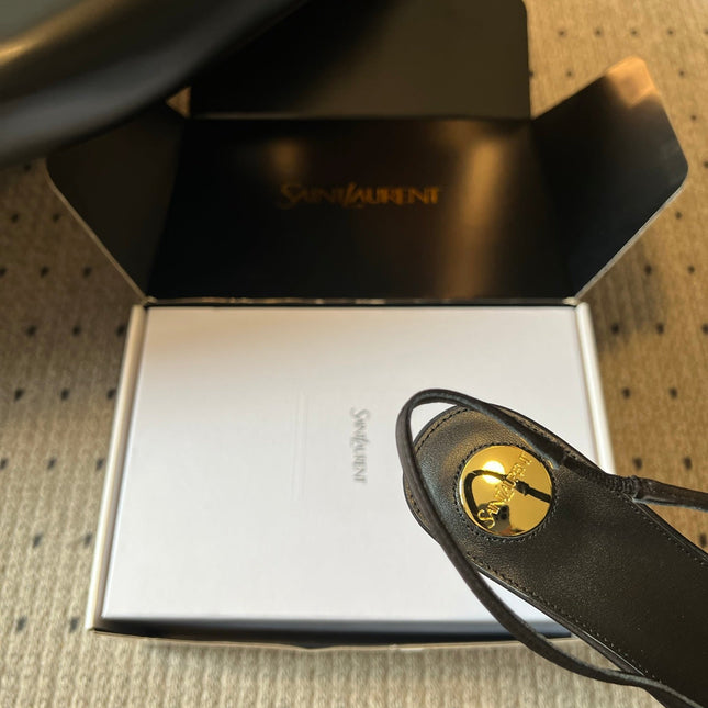 YSL 26S HEELED SLINGBACKS 60 MM IN BLACK SATIN