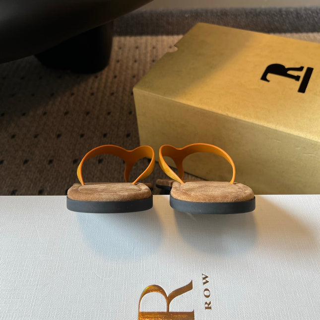 THE ROW 26S THONG SANDALS IN MUSTARD YELLOW SUEDE