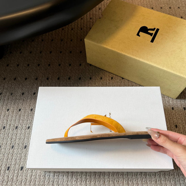 THE ROW 26S THONG SANDALS IN MUSTARD YELLOW SUEDE