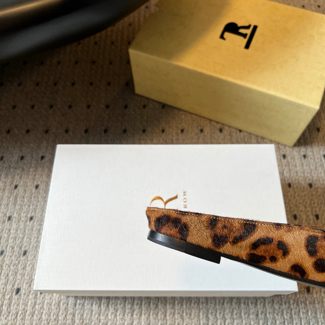 THE ROW 26S SQUARE TOE BACKLESS SLIDES IN BROWN SPOTTED CALF HAIR