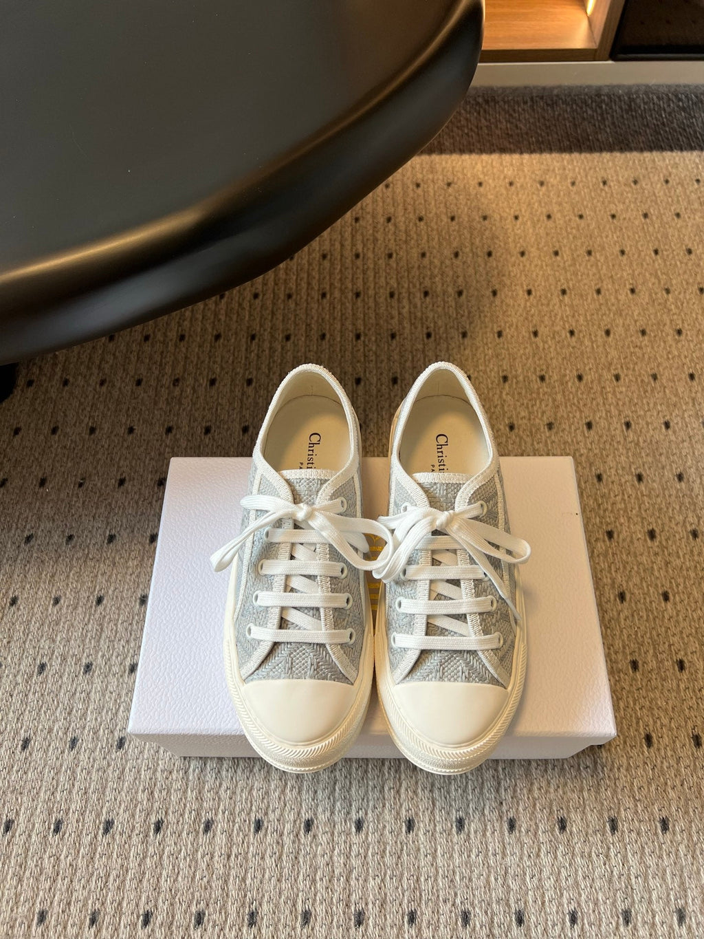 DIOR 26S LOW-TOP SNEAKER 50MM IN BLUE GREY OBLIQUE EMBROIDERED CANVAS
