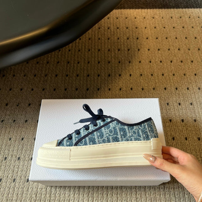 DIOR 26S LOW-TOP SNEAKER 50MM IN NAVY BLUE OBLIQUE EMBROIDERED WOOL