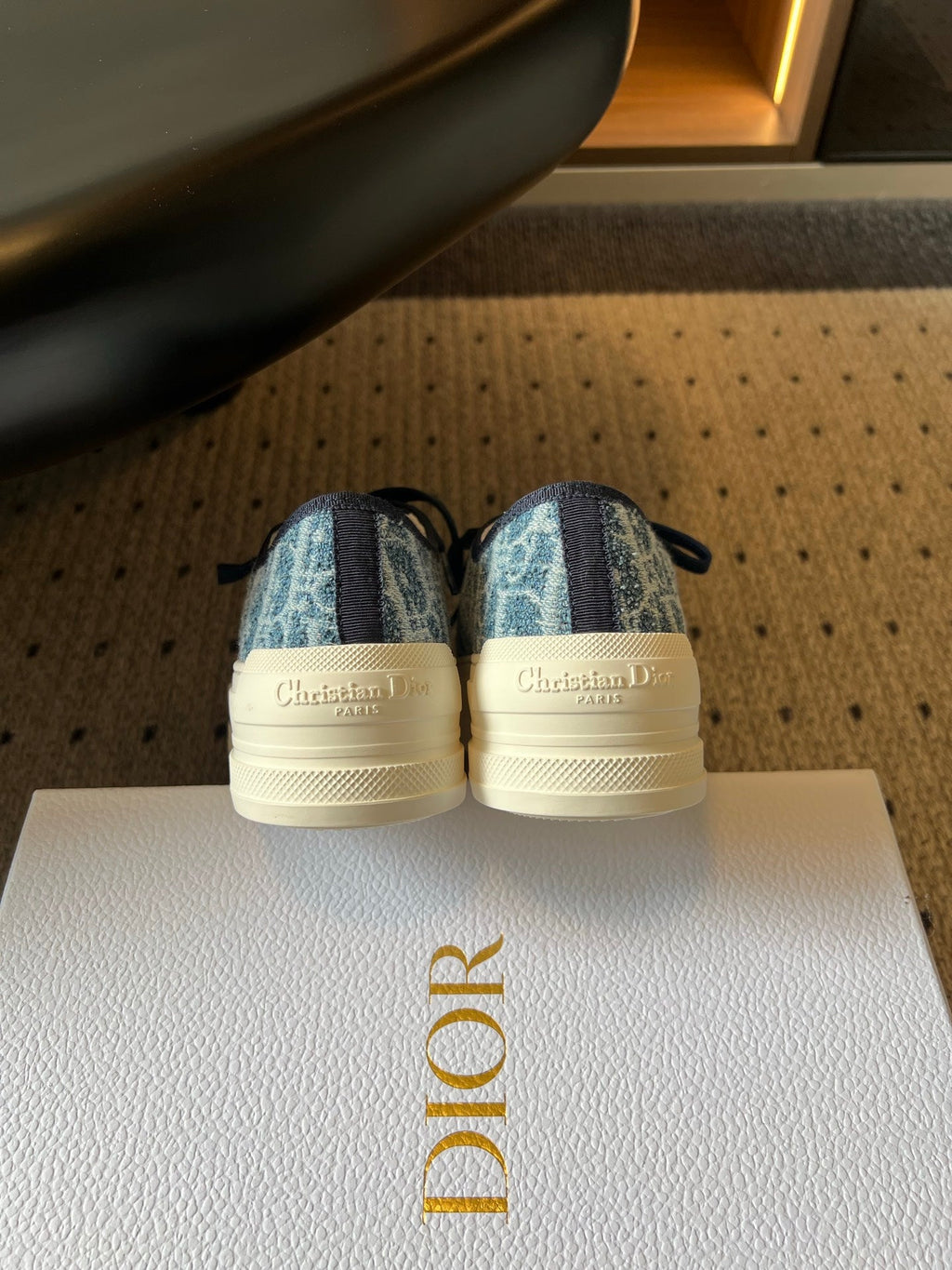 DIOR 26S LOW-TOP SNEAKER 50MM IN NAVY BLUE OBLIQUE EMBROIDERED WOOL