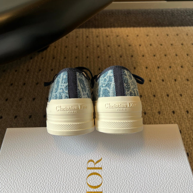 DIOR 26S LOW-TOP SNEAKER 50MM IN NAVY BLUE OBLIQUE EMBROIDERED WOOL