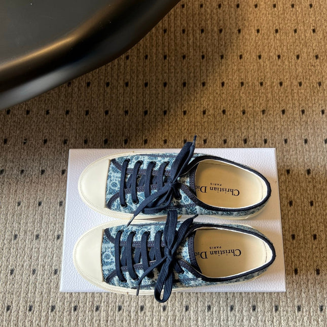 DIOR 26S LOW-TOP SNEAKER 50MM IN NAVY BLUE OBLIQUE EMBROIDERED WOOL