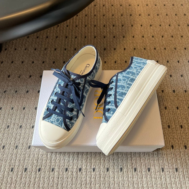 DIOR 26S LOW-TOP SNEAKER 50MM IN NAVY BLUE OBLIQUE EMBROIDERED WOOL