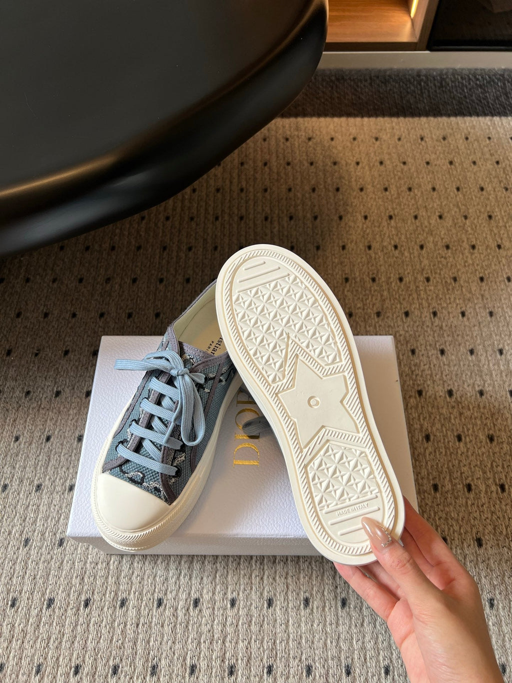 DIOR 26S LOW-TOP SNEAKER 50MM IN BLUE OBLIQUE EMBROIDERED CANVAS