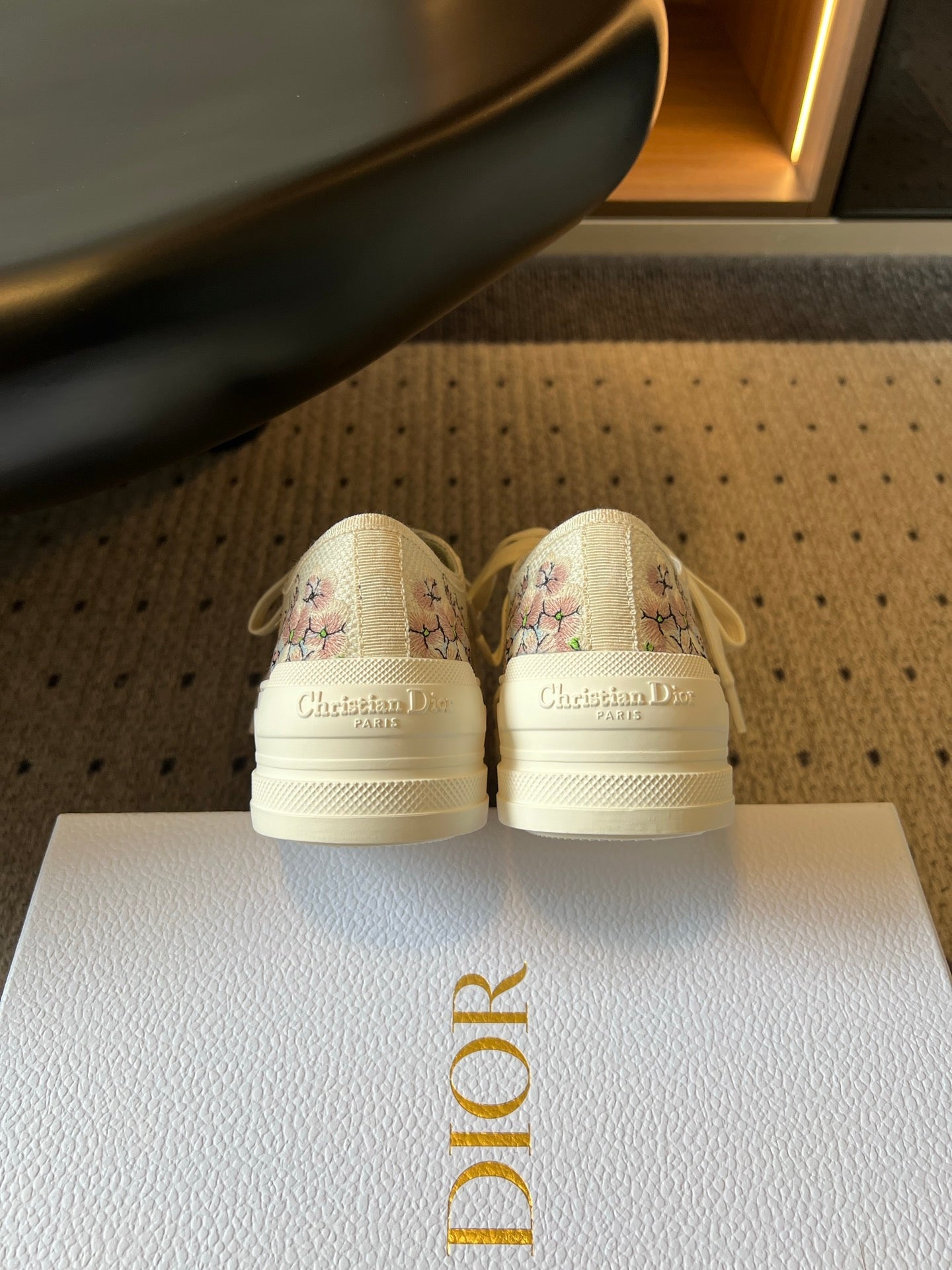 DIOR 26S LOW-TOP SNEAKER 50MM IN BEIGE EMBROIDERED CANVAS