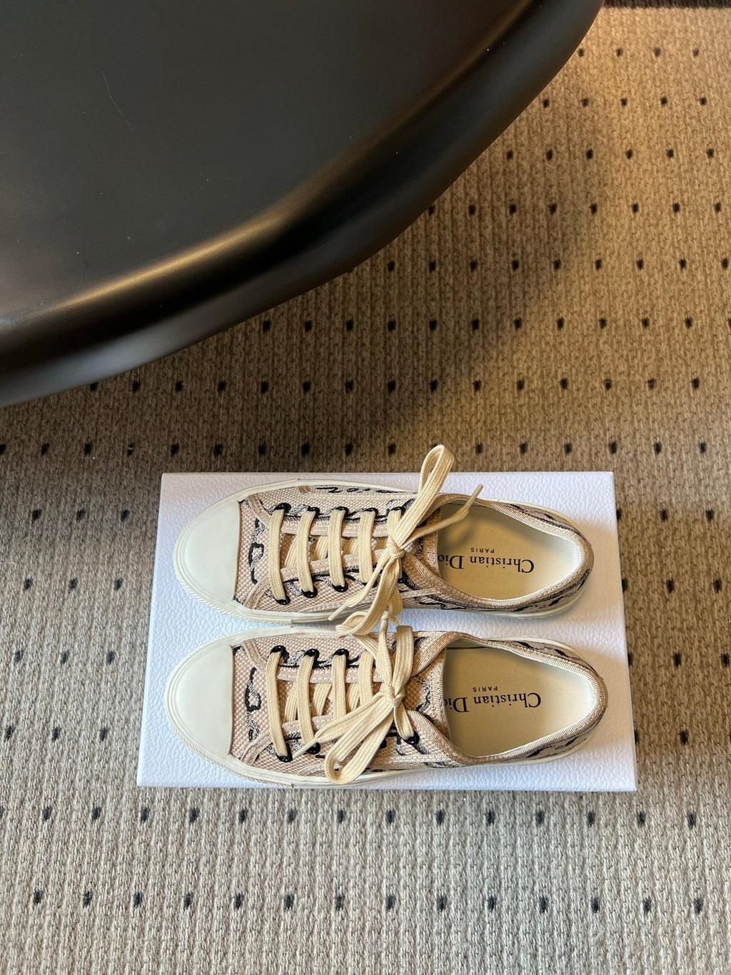 DIOR 26S LOW-TOP SNEAKER 35MM IN DARK BEIGE EMBROIDERED CANVAS