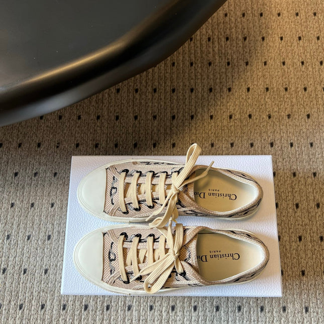 DIOR 26S LOW-TOP SNEAKER 35MM IN DARK BEIGE EMBROIDERED CANVAS
