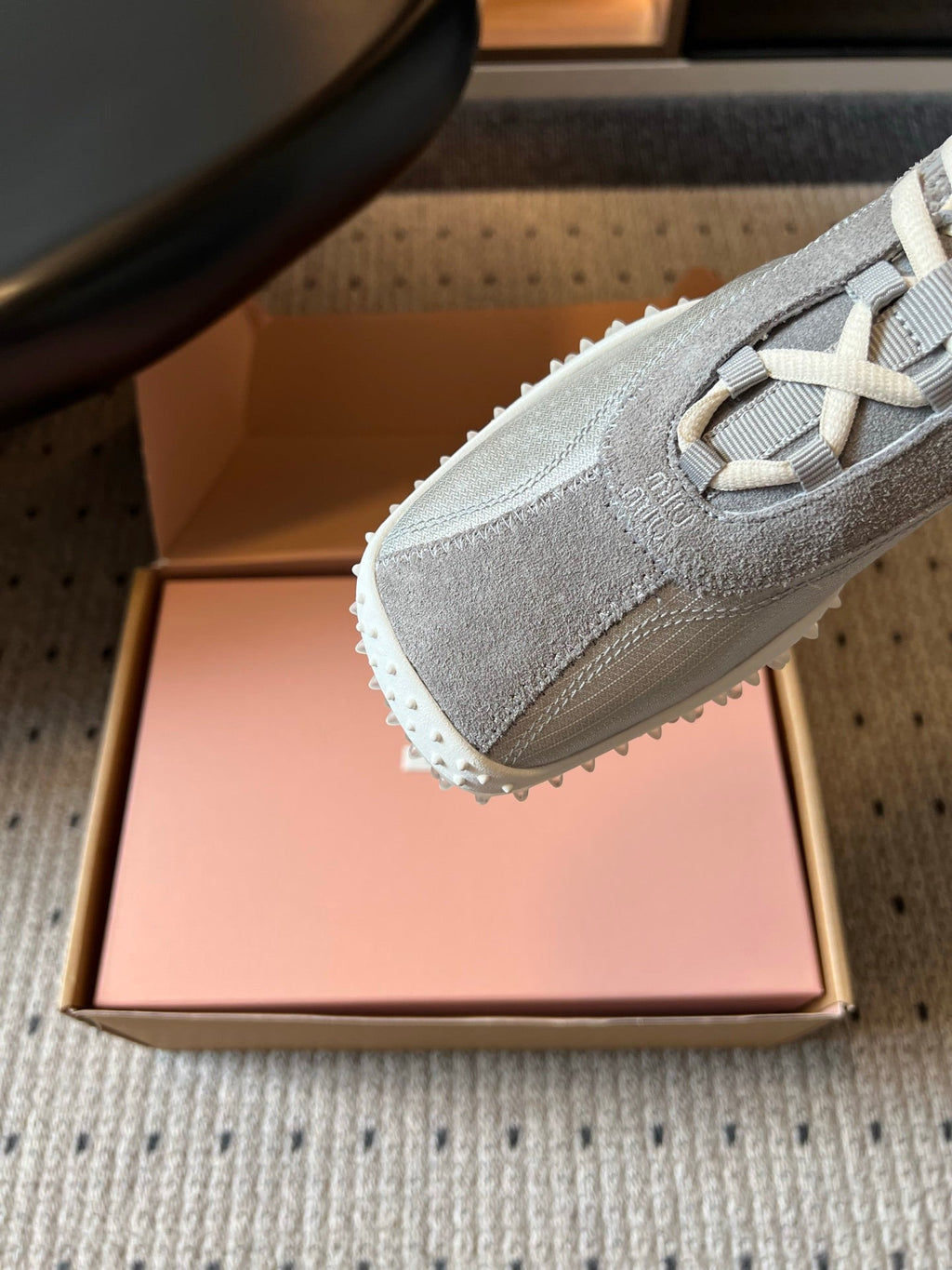 MIUMIU 26S SNEAKERS IN GREY SUEDE