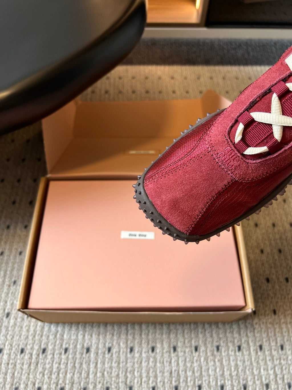 MIUMIU 26S SNEAKERS IN DARK RED SUEDE