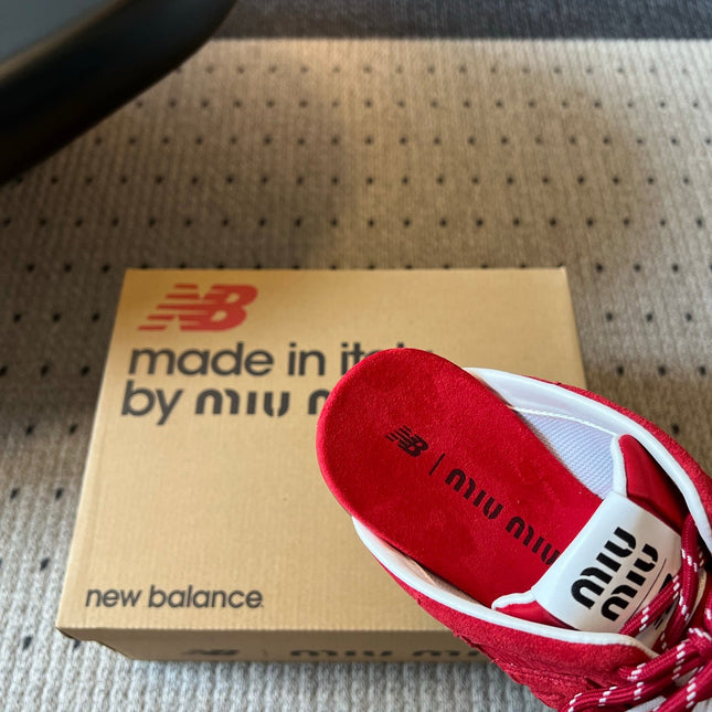 MIUMIU 26S SNEAKER MULES IN RED SUEDE MIX FABRIC