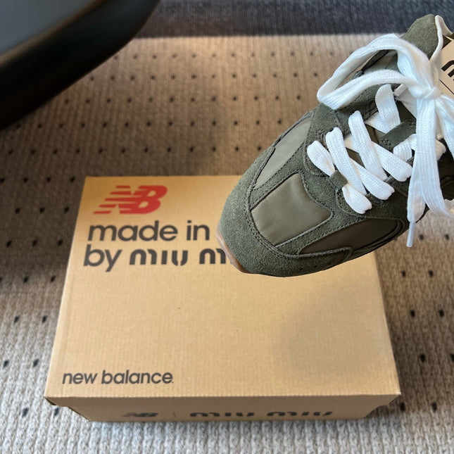 MIUMIU 26S SNEAKER MULES IN MOSS GREEN SUEDE MIX FABRIC