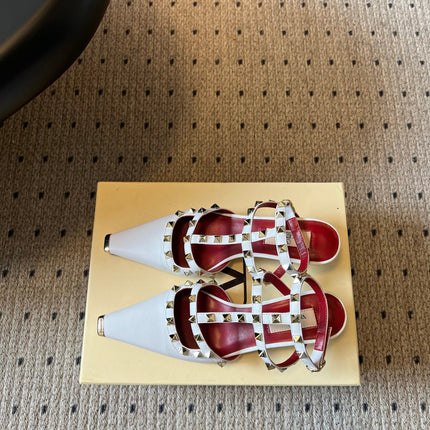 VALENTINO 26S ROCKSTUD HIGH HEELS 40 MM IN WHITE CALFSKIN