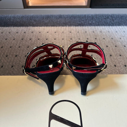 VALENTINO 26S ROCKSTUD HIGH HEELS 40 MM IN BLACK SUEDE
