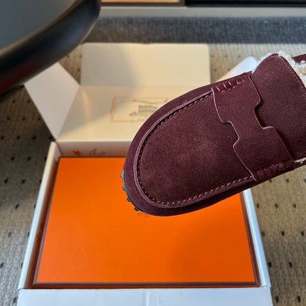 HM 26S DESTIN MULES IN DARK RED SUEDE