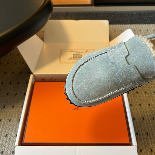 HM 26S DESTIN LOAFERS IN LIGHT BLUE SUEDE