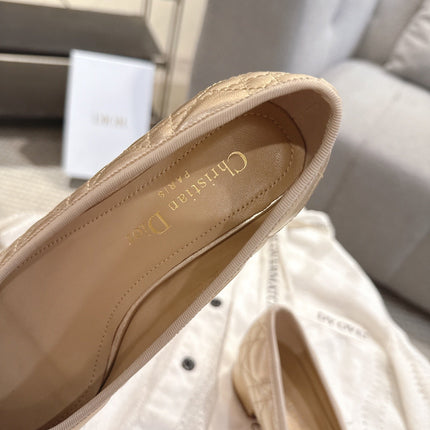 DIOR 26S LOW BLOCK HEEL PUMPS IN GOLD LAMBSKIN