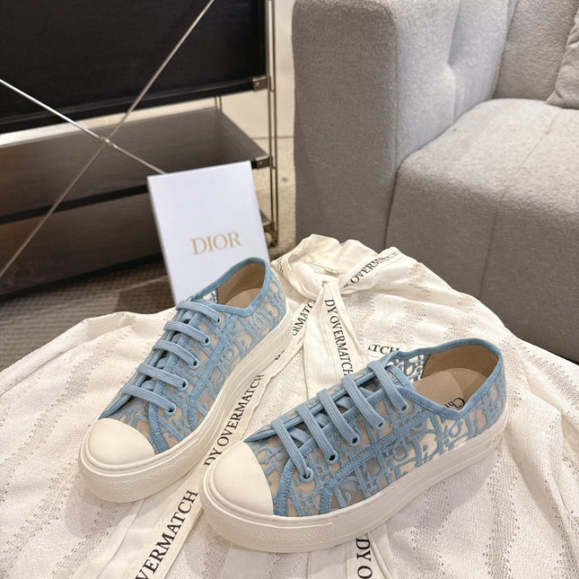 DIOR 26S SNEAKERS IN SKY BLUE OBLIQUE EMBROIDERED MESH