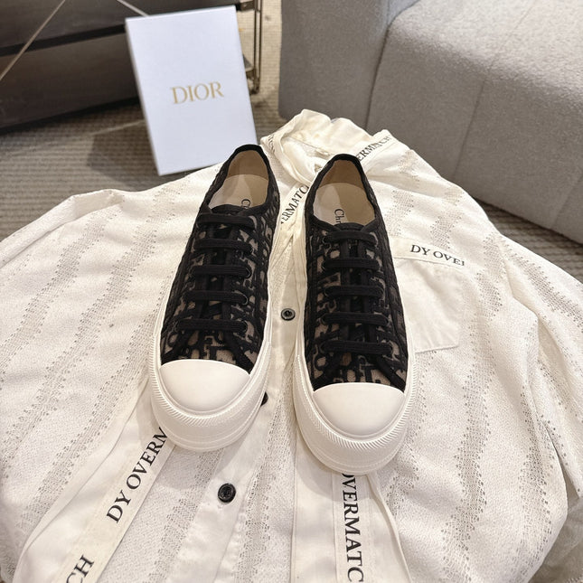 DIOR 26S PLATFORM SNEAKERS IN BLACK OBLIQUE EMBROIDERED MESH