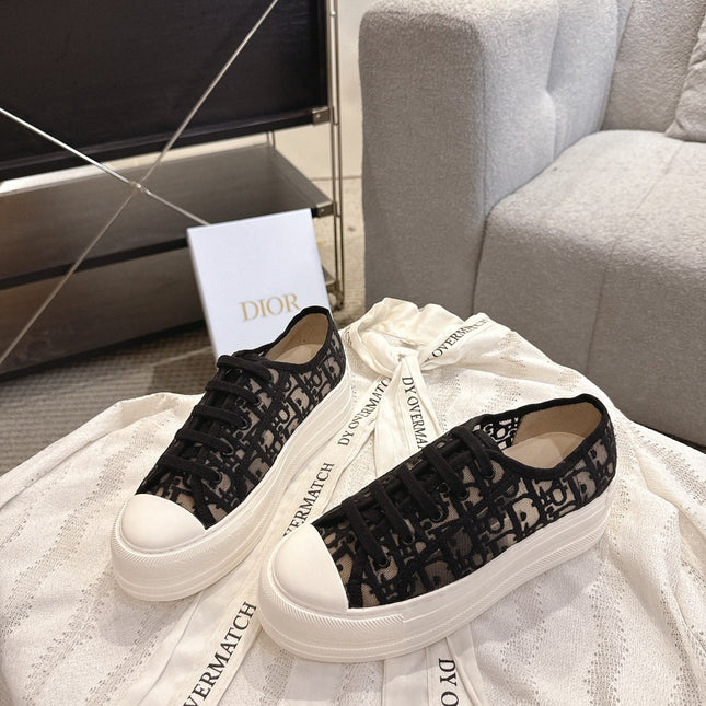 DIOR 26S PLATFORM SNEAKERS IN BLACK OBLIQUE EMBROIDERED MESH
