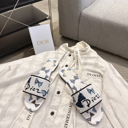 DIOR 26S D-WAY SLIDE IN MULTICOLOR DIOR JARDIN D'HIVER EMBROIDERED COTTON STYLE 02