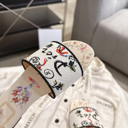 DIOR 26S D-WAY SLIDE IN MULTICOLOR DIOR JARDIN D'HIVER EMBROIDERED COTTON STYLE 01